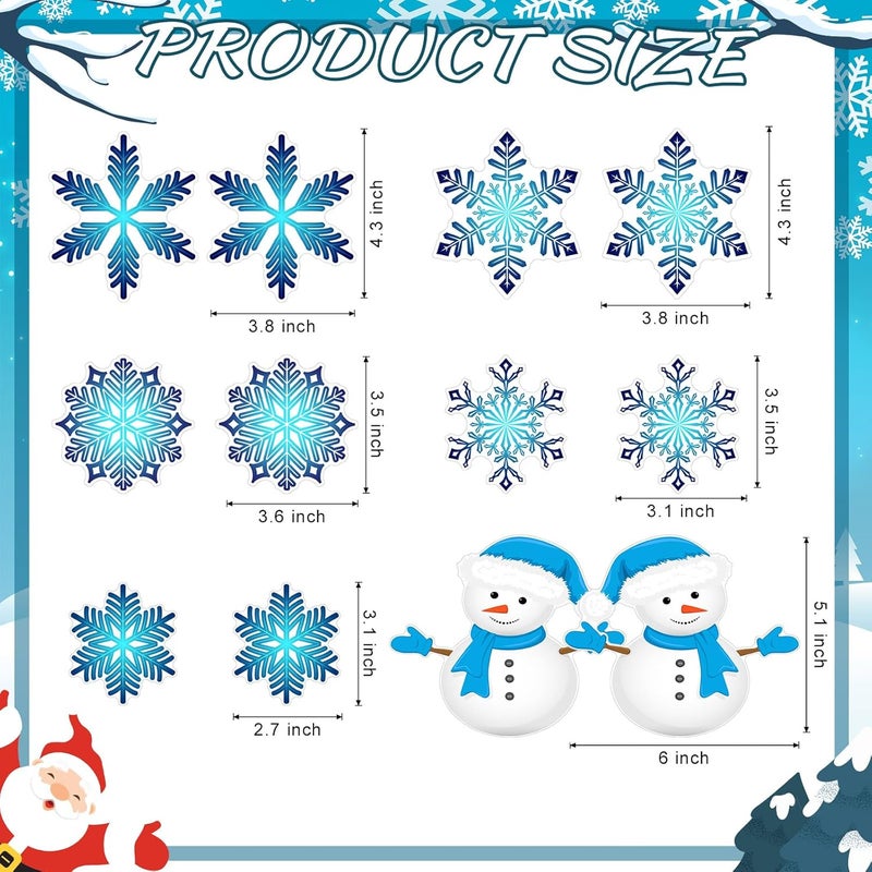Konohan 12 Pcs/6 Pairs Winter Snowflake Screen Door Magnets Snowman Double Sided Screen Door Magnet Flexible Protector Decorative Screen Magnets for Window Screen Sliding Doors - Image 2